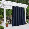 image:imageNICETOWN 2 Panels Outdoor Curtain Panels for Patio Waterproof Stainless Steel Silver Grommet Thermal Insulated Blackout Thermal Insulated Outdoor Drapes for PatioFront Porch W52 x L108 TanNavy Blue