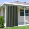 image:imageNICETOWN 2 Panels Outdoor Curtain Panels for Patio Waterproof Stainless Steel Silver Grommet Thermal Insulated Blackout Thermal Insulated Outdoor Drapes for PatioFront Porch W52 x L108 TanSmokey Green