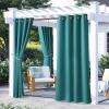 image:imageNICETOWN 2 Panels Outdoor Curtain Panels for Patio Waterproof Stainless Steel Silver Grommet Thermal Insulated Blackout Thermal Insulated Outdoor Drapes for PatioFront Porch W52 x L108 TanPeacock Teal