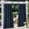 image:imageNICETOWN 2 Panels Outdoor Curtain Panels for Patio Waterproof Stainless Steel Silver Grommet Thermal Insulated Blackout Thermal Insulated Outdoor Drapes for PatioFront Porch W52 x L108 TanNavy Blue