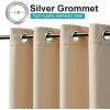 image:imageNICETOWN 2 Panels Outdoor Curtain Panels for Patio Waterproof Stainless Steel Silver Grommet Thermal Insulated Blackout Thermal Insulated Outdoor Drapes for PatioFront Porch W52 x L108 TanFade Resistant Biscotti Beige