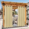 image:imageNICETOWN 2 Panels Outdoor Curtain Panels for Patio Waterproof Stainless Steel Silver Grommet Thermal Insulated Blackout Thermal Insulated Outdoor Drapes for PatioFront Porch W52 x L108 TanLight Beige