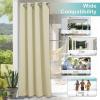 image:imageNICETOWN 2 Panels Outdoor Curtain Panels for Patio Waterproof Stainless Steel Silver Grommet Thermal Insulated Blackout Thermal Insulated Outdoor Drapes for PatioFront Porch W52 x L108 TanBeige