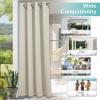 image:imageNICETOWN 2 Panels Outdoor Curtain Panels for Patio Waterproof Stainless Steel Silver Grommet Thermal Insulated Blackout Thermal Insulated Outdoor Drapes for PatioFront Porch W52 x L108 TanBeige