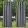 image:imageNICETOWN 2 Panels Outdoor Curtain Panels for Patio Waterproof Stainless Steel Silver Grommet Thermal Insulated Blackout Thermal Insulated Outdoor Drapes for PatioFront Porch W52 x L108 TanDove Grey