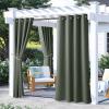 image:imageNICETOWN 2 Panels Outdoor Curtain Panels for Patio Waterproof Stainless Steel Silver Grommet Thermal Insulated Blackout Thermal Insulated Outdoor Drapes for PatioFront Porch W52 x L108 TanSmokey Green
