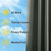 image:imageNICETOWN 2 Panels Outdoor Curtain Panels for Patio Waterproof Stainless Steel Silver Grommet Thermal Insulated Blackout Thermal Insulated Outdoor Drapes for PatioFront Porch W52 x L108 TanSmokey Green