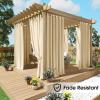 image:imageNICETOWN 2 Panels Outdoor Curtain Panels for Patio Waterproof Stainless Steel Silver Grommet Thermal Insulated Blackout Thermal Insulated Outdoor Drapes for PatioFront Porch W52 x L108 TanFade Resistant Biscotti Beige