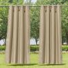 image:imageNICETOWN 2 Panels Outdoor Curtain Panels for Patio Waterproof Stainless Steel Silver Grommet Thermal Insulated Blackout Thermal Insulated Outdoor Drapes for PatioFront Porch W52 x L108 TanTaupe