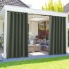 image:imageNICETOWN 2 Panels Outdoor Curtain Panels for Patio Waterproof Stainless Steel Silver Grommet Thermal Insulated Blackout Thermal Insulated Outdoor Drapes for PatioFront Porch W52 x L108 TanSmokey Green