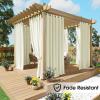 image:imageNICETOWN 2 Panels Outdoor Curtain Panels for Patio Waterproof Stainless Steel Silver Grommet Thermal Insulated Blackout Thermal Insulated Outdoor Drapes for PatioFront Porch W52 x L108 TanFade Resistant Light Beige