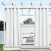 image:imageNICETOWN 2 Panels Outdoor Curtain Panels for Patio Waterproof Stainless Steel Silver Grommet Thermal Insulated Blackout Thermal Insulated Outdoor Drapes for PatioFront Porch W52 x L108 TanLily White