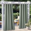 image:imageNICETOWN 2 Panels Outdoor Curtain Panels for Patio Waterproof Stainless Steel Silver Grommet Thermal Insulated Blackout Thermal Insulated Outdoor Drapes for PatioFront Porch W52 x L108 TanSage Green