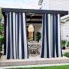 image:imageNICETOWN 2 Panels Outdoor Curtain Panels for Patio Waterproof Stainless Steel Silver Grommet Thermal Insulated Blackout Thermal Insulated Outdoor Drapes for PatioFront Porch W52 x L108 TanNavy  White