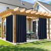 image:imageNICETOWN 2 Panels Outdoor Curtain Panels for Patio Waterproof Stainless Steel Silver Grommet Thermal Insulated Blackout Thermal Insulated Outdoor Drapes for PatioFront Porch W52 x L108 TanNavy Blue
