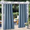 image:imageNICETOWN 2 Panels Outdoor Curtain Panels for Patio Waterproof Stainless Steel Silver Grommet Thermal Insulated Blackout Thermal Insulated Outdoor Drapes for PatioFront Porch W52 x L108 TanStone Blue