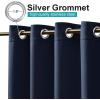 image:imageNICETOWN 2 Panels Outdoor Curtain Panels for Patio Waterproof Stainless Steel Silver Grommet Thermal Insulated Blackout Thermal Insulated Outdoor Drapes for PatioFront Porch W52 x L108 TanNavy Blue