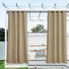 image:imageNICETOWN 2 Panels Outdoor Curtain Panels for Patio Waterproof Stainless Steel Silver Grommet Thermal Insulated Blackout Thermal Insulated Outdoor Drapes for PatioFront Porch W52 x L108 TanTaupe