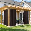 image:imageNICETOWN 2 Panels Outdoor Curtain Panels for Patio Waterproof Stainless Steel Silver Grommet Thermal Insulated Blackout Thermal Insulated Outdoor Drapes for PatioFront Porch W52 x L108 TanToffee Brown