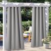 image:imageNICETOWN 2 Panels Outdoor Curtain Panels for Patio Waterproof Stainless Steel Silver Grommet Thermal Insulated Blackout Thermal Insulated Outdoor Drapes for PatioFront Porch W52 x L108 TanSilver Gray