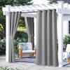 image:imageNICETOWN 2 Panels Outdoor Curtain Panels for Patio Waterproof Stainless Steel Silver Grommet Thermal Insulated Blackout Thermal Insulated Outdoor Drapes for PatioFront Porch W52 x L108 TanSilver Gray
