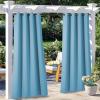 image:imageNICETOWN 2 Panels Outdoor Curtain Panels for Patio Waterproof Stainless Steel Silver Grommet Thermal Insulated Blackout Thermal Insulated Outdoor Drapes for PatioFront Porch W52 x L108 TanTeal Blue