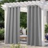 image:imageNICETOWN 2 Panels Outdoor Curtain Panels for Patio Waterproof Stainless Steel Silver Grommet Thermal Insulated Blackout Thermal Insulated Outdoor Drapes for PatioFront Porch W52 x L108 TanSilver Gray