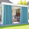 image:imageNICETOWN 2 Panels Outdoor Curtain Panels for Patio Waterproof Stainless Steel Silver Grommet Thermal Insulated Blackout Thermal Insulated Outdoor Drapes for PatioFront Porch W52 x L108 TanTeal Blue