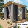 image:imageNICETOWN 2 Panels Outdoor Curtain Panels for Patio Waterproof Stainless Steel Silver Grommet Thermal Insulated Blackout Thermal Insulated Outdoor Drapes for PatioFront Porch W52 x L108 TanFade Resistant Grey