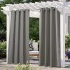 image:imageNICETOWN 2 Panels Outdoor Curtain Panels for Patio Waterproof Stainless Steel Silver Grommet Thermal Insulated Blackout Thermal Insulated Outdoor Drapes for PatioFront Porch W52 x L108 TanSlate Grey