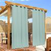 image:imageNICETOWN 2 Panels Weighted Blackout Cabana Curtains Outdoor Patio W52 x L84 Windproof Top amp Bottom Grommet amp Back Tab Thermal Heavyweight Drapes Keep Privacy for YardPorch Biscotti BeigeAqua Blue