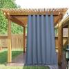 image:imageNICETOWN 2 Panels Weighted Blackout Cabana Curtains Outdoor Patio W52 x L84 Windproof Top amp Bottom Grommet amp Back Tab Thermal Heavyweight Drapes Keep Privacy for YardPorch Biscotti BeigeStone Blue
