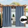 image:imageNICETOWN 2 Panels Weighted Blackout Cabana Curtains Outdoor Patio W52 x L84 Windproof Top amp Bottom Grommet amp Back Tab Thermal Heavyweight Drapes Keep Privacy for YardPorch Biscotti BeigeStone Blue