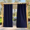 image:imageNICETOWN 2 Panels Weighted Blackout Cabana Curtains Outdoor Patio W52 x L84 Windproof Top amp Bottom Grommet amp Back Tab Thermal Heavyweight Drapes Keep Privacy for YardPorch Biscotti BeigeDark Blue
