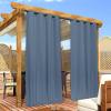 image:imageNICETOWN 2 Panels Weighted Blackout Cabana Curtains Outdoor Patio W52 x L84 Windproof Top amp Bottom Grommet amp Back Tab Thermal Heavyweight Drapes Keep Privacy for YardPorch Biscotti BeigeStone Blue