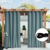 image:imageNICETOWN 2 Panels Weighted Blackout Cabana Curtains Outdoor Patio W52 x L84 Windproof Top amp Bottom Grommet amp Back Tab Thermal Heavyweight Drapes Keep Privacy for YardPorch Biscotti BeigeGreyish Blue