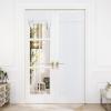 image:imageNICETOWN Blackout Door Curtain  Blinds for Indoor Windows Thermal Insulated Trica Window Covering for Patio French Door Front Privacy Sidelight Glass Curtain W26 x L72 inch 1 Panel GreyWhite