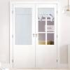 image:imageNICETOWN Blackout Door Curtain  Blinds for Indoor Windows Thermal Insulated Trica Window Covering for Patio French Door Front Privacy Sidelight Glass Curtain W26 x L72 inch 1 Panel GreyGreyish White