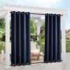 image:imageNICETOWN Weighted Outdoor Curtains for Patio Waterproof 84 inches Long 2 Panels Windproof Drapes Top amp Bottom Grommets Thermal Insulated Blinds Keep Privacy for YardPorch Biscotti Beige 52 WideNavy Blue
