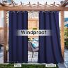 image:imageNICETOWN Weighted Outdoor Curtains for Patio Waterproof 84 inches Long 2 Panels Windproof Drapes Top amp Bottom Grommets Thermal Insulated Blinds Keep Privacy for YardPorch Biscotti Beige 52 WideDark Blue