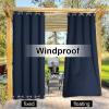 image:imageNICETOWN Weighted Outdoor Curtains for Patio Waterproof 84 inches Long 2 Panels Windproof Drapes Top amp Bottom Grommets Thermal Insulated Blinds Keep Privacy for YardPorch Biscotti Beige 52 WideNavy Blue