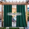 image:imageNICETOWN Weighted Outdoor Curtains for Patio Waterproof 84 inches Long 2 Panels Windproof Drapes Top amp Bottom Grommets Thermal Insulated Blinds Keep Privacy for YardPorch Biscotti Beige 52 WideDark Green