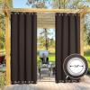 image:imageNICETOWN Weighted Outdoor Curtains for Patio Waterproof 84 inches Long 2 Panels Windproof Drapes Top amp Bottom Grommets Thermal Insulated Blinds Keep Privacy for YardPorch Biscotti Beige 52 WideToffee Brown