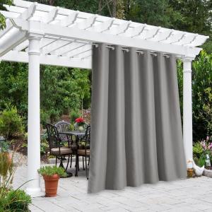 image:imageNICETOWN 2 Panels Outdoor Curtain Panels for Patio Waterproof Stainless Steel Silver Grommet Thermal Insulated Blackout Thermal Insulated Outdoor Drapes for PatioFront Porch W52 x L108 TanSand