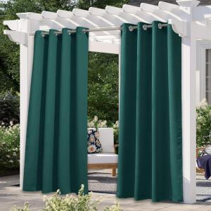 image:imageNICETOWN 2 Panels Outdoor Curtain Panels for Patio Waterproof Stainless Steel Silver Grommet Thermal Insulated Blackout Thermal Insulated Outdoor Drapes for PatioFront Porch W52 x L108 TanHunter Green