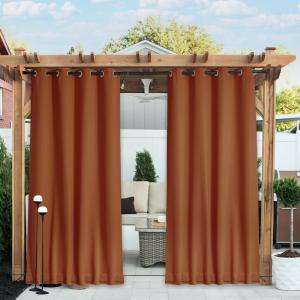 image:imageNICETOWN 2 Panels Weighted Blackout Cabana Curtains Outdoor Patio W52 x L84 Windproof Top amp Bottom Grommet amp Back Tab Thermal Heavyweight Drapes Keep Privacy for YardPorch Biscotti BeigeBurnt Orange
