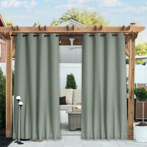 image:imageNICETOWN 2 Panels Weighted Blackout Cabana Curtains Outdoor Patio W52 x L84 Windproof Top amp Bottom Grommet amp Back Tab Thermal Heavyweight Drapes Keep Privacy for YardPorch Biscotti BeigeSage Green