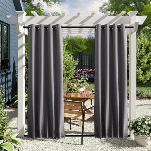 image:imageNICETOWN 2 Panels Weighted Blackout Cabana Curtains Outdoor Patio W52 x L84 Windproof Top amp Bottom Grommet amp Back Tab Thermal Heavyweight Drapes Keep Privacy for YardPorch Biscotti BeigeGrey