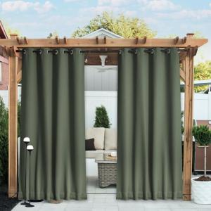 image:imageNICETOWN 2 Panels Weighted Blackout Cabana Curtains Outdoor Patio W52 x L84 Windproof Top amp Bottom Grommet amp Back Tab Thermal Heavyweight Drapes Keep Privacy for YardPorch Biscotti BeigeGreyish Green