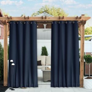 image:imageNICETOWN 2 Panels Weighted Blackout Cabana Curtains Outdoor Patio W52 x L84 Windproof Top amp Bottom Grommet amp Back Tab Thermal Heavyweight Drapes Keep Privacy for YardPorch Biscotti BeigeNavy Blue
